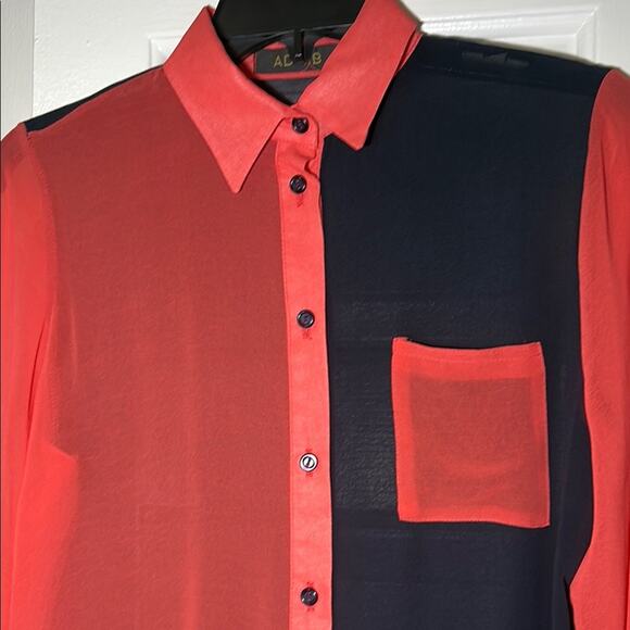Ad Lib Colorblock Sheer Button Down Shirt Dress – Size S - Picture 7 of 11